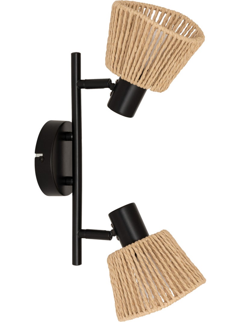 Applique murale 2 spots orientables en papier tressé MYHA Beige - Kiabi