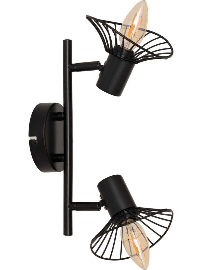 Applique murale 2 spots orientables métal ADELIA Noir - Kiabi