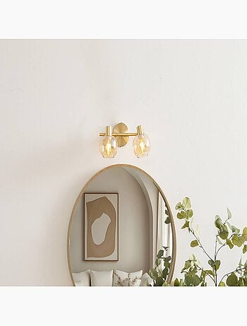 Applique murale 2 spots orientables verre métal laiton PILIA