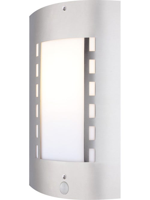 Applique murale d'extérieur rectangulaire en inox avec détecteur - Kiabi
