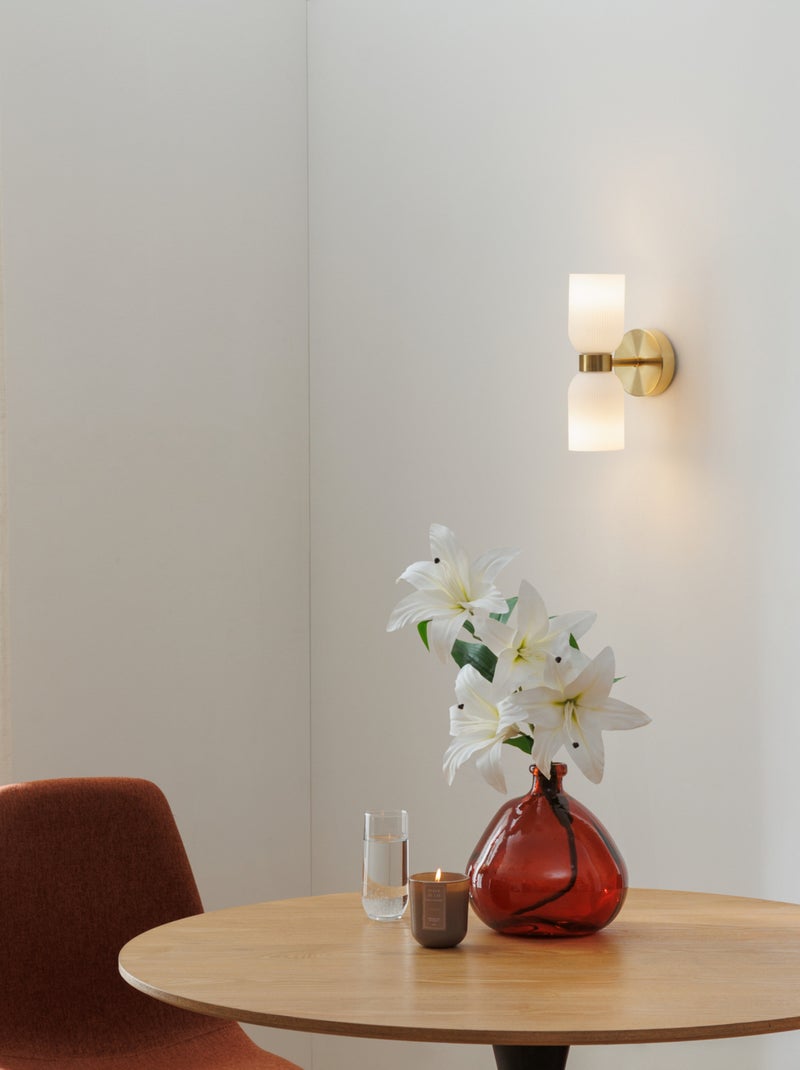 Applique murale double en verre strié Doré/or Maison