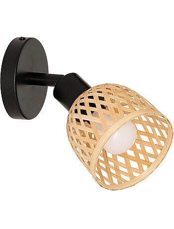 Applique murale spot orientable en bambou tressé LIO