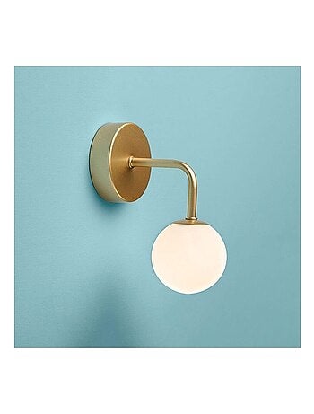 Applique patère 1 abat-jour métal doré et verre