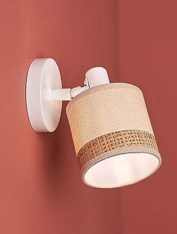 Applique patère orientable 1 abat-jour Lin papier beige