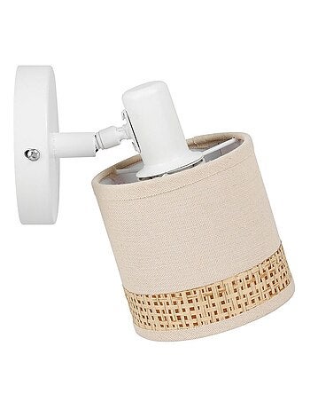 Applique patère orientable 1 abat-jour Lin papier beige