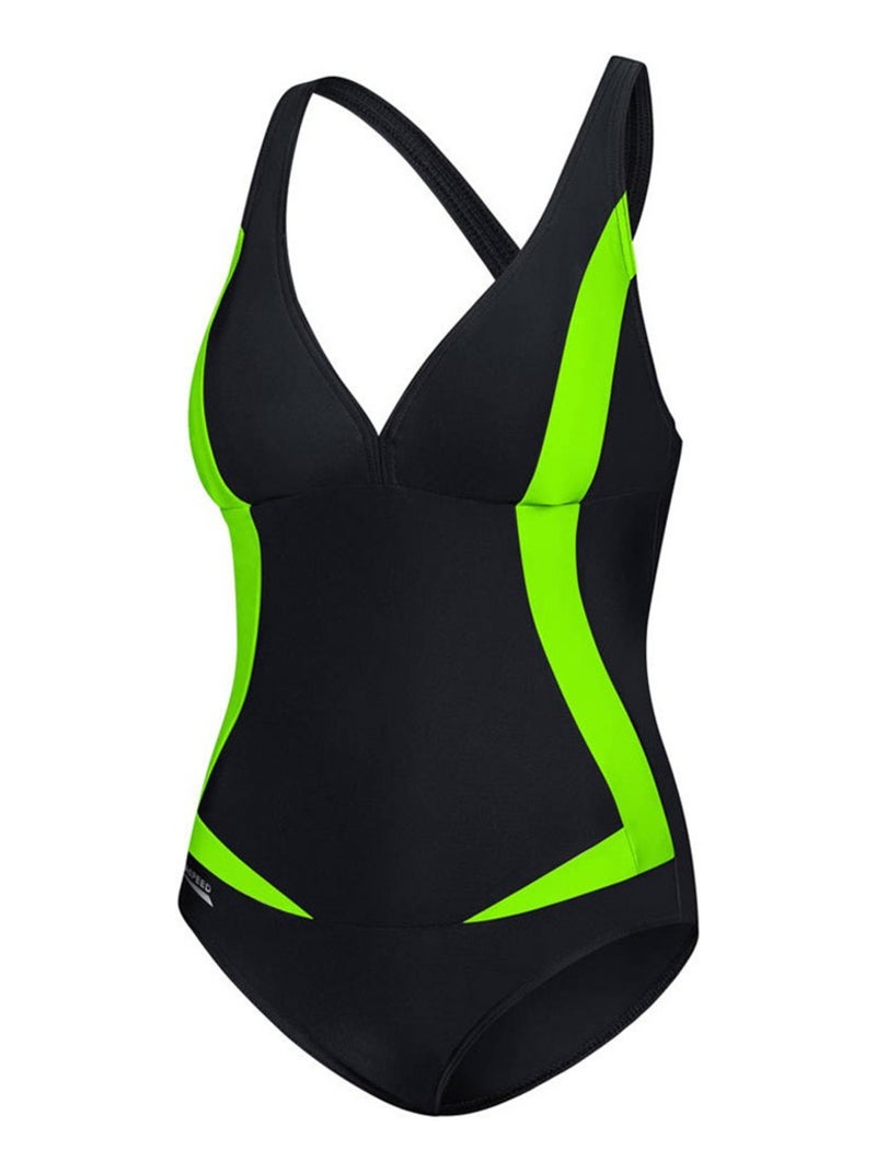 Aqua Speed - Maillot de bain 1 pièce GRETA Noir Vert - Kiabi