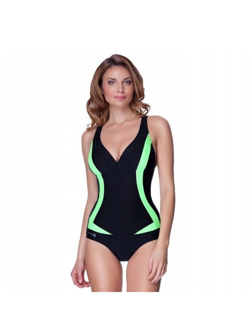 Aqua Speed - Maillot de bain 1 pièce GRETA Noir Vert - Kiabi