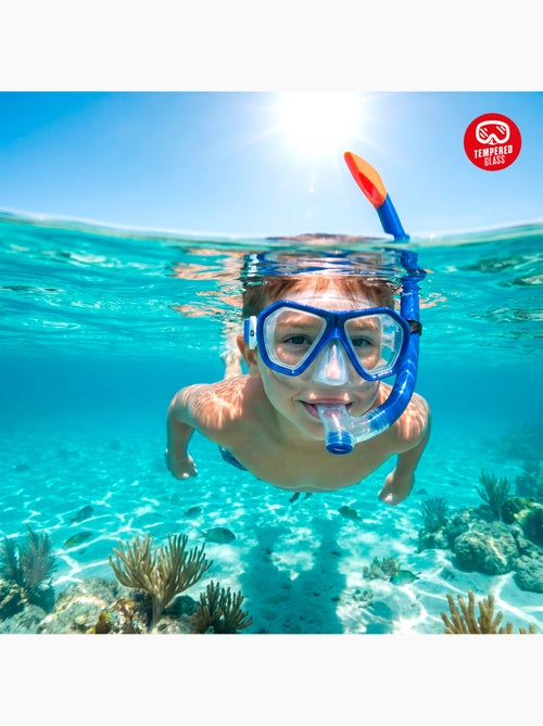 Aqua sport ensemble  masque en cristal avec tube en silicone +7 ans - Kiabi