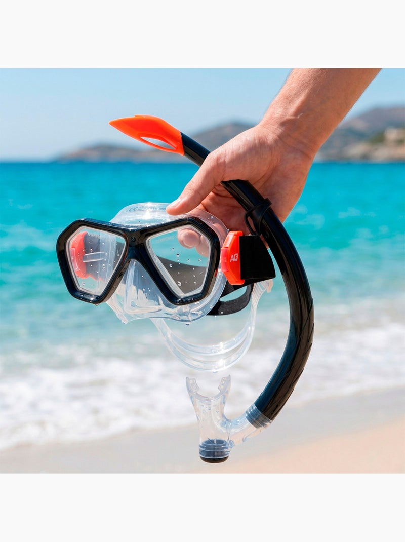 Aqua sport ensemble  masque en cristal avec tube en silicone +7 ans N/A - Kiabi