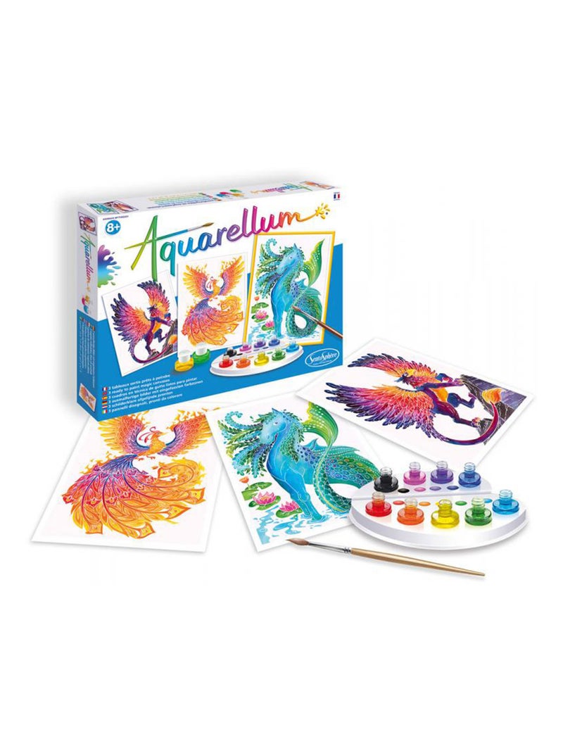 Aquarellum : Animaux mythiques Bleu - Kiabi