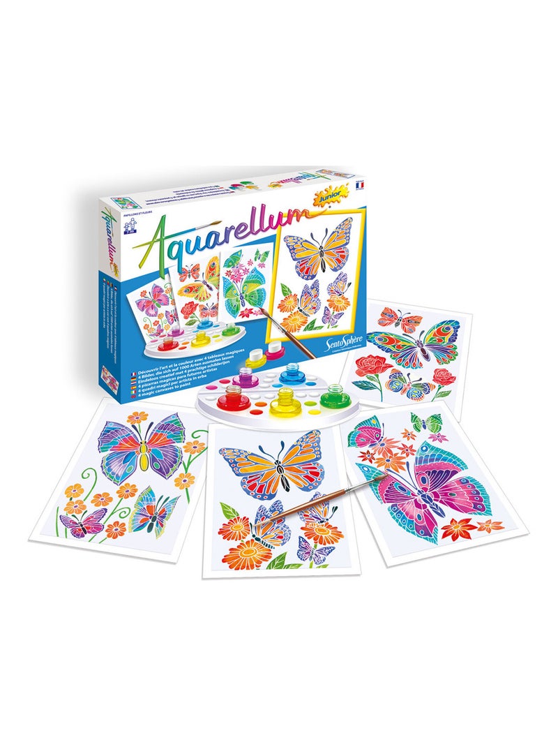 Aquarellum junion : Papillons et fleurs Bleu - Kiabi