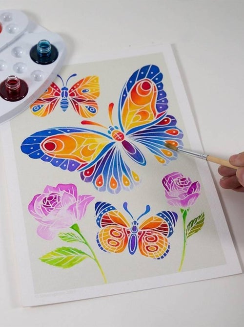 Aquarellum junion : Papillons et fleurs - Kiabi