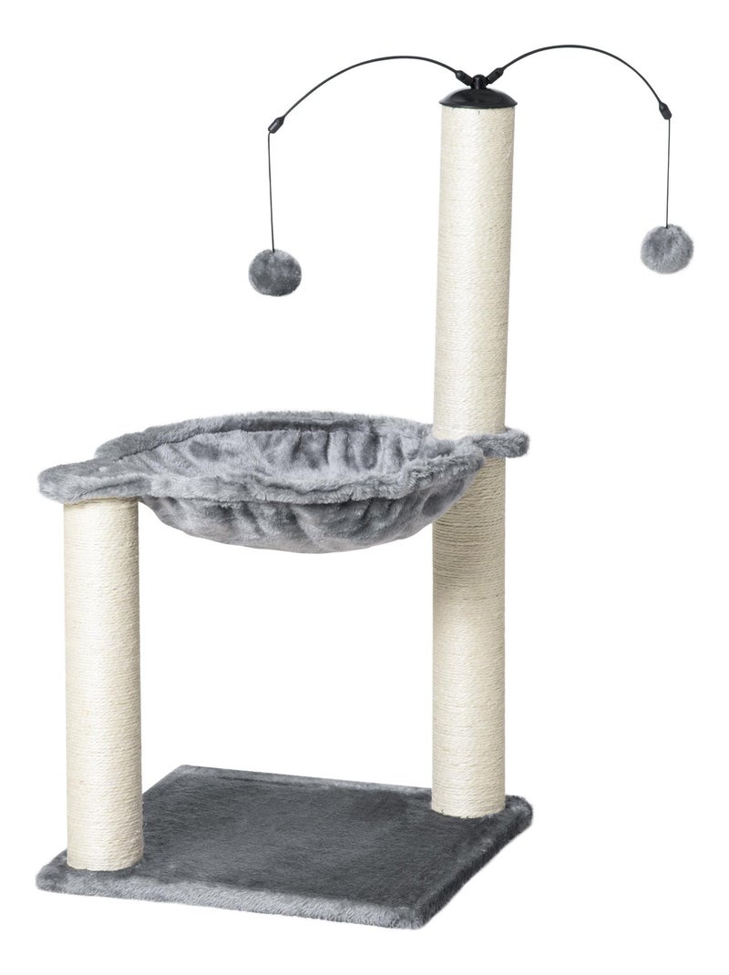 Arbre à chat 2 griffoirs sisal naturel hamac jeu boules suspendues gris Gris - Kiabi