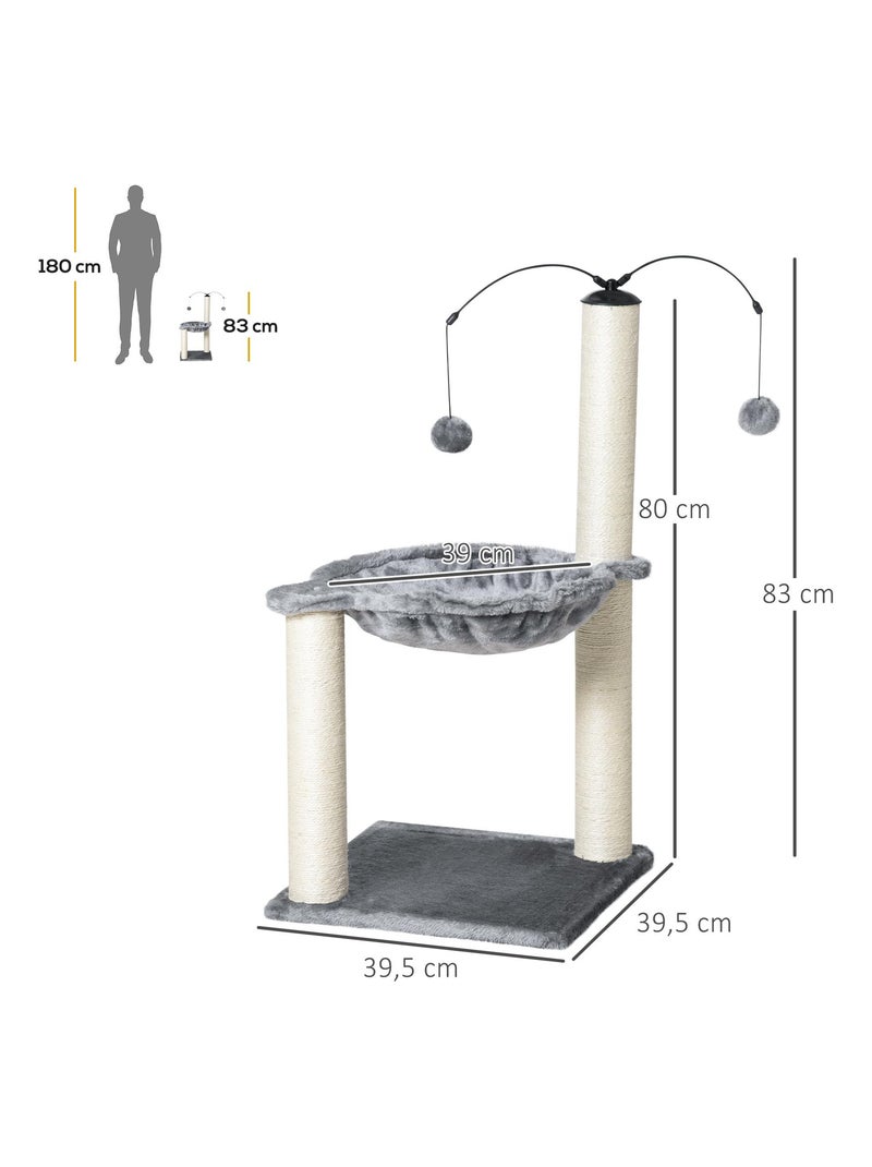 Arbre à chat 2 griffoirs sisal naturel hamac jeu boules suspendues gris Gris - Kiabi