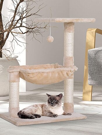 Arbre à chat 3 griffoirs, plateforme, hamac et boule suspendue