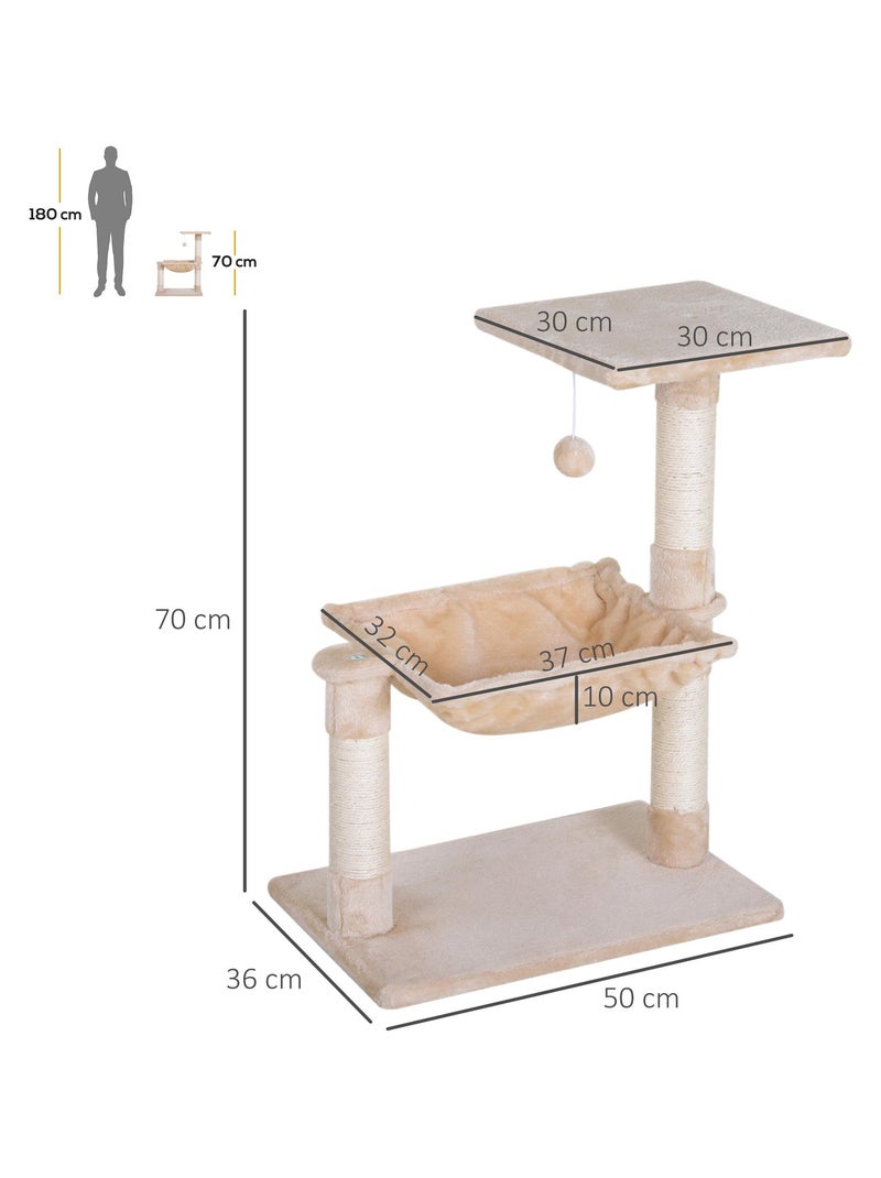 Arbre à chat 3 griffoirs, plateforme, hamac et boule suspendue Beige - Kiabi