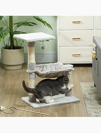 Arbre à chat 3 griffoirs, plateforme, hamac et boule suspendue