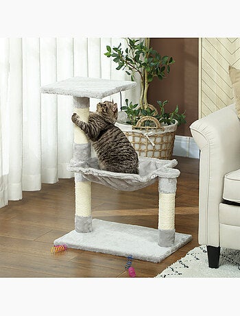 Arbre à chat 3 griffoirs, plateforme, hamac et boule suspendue