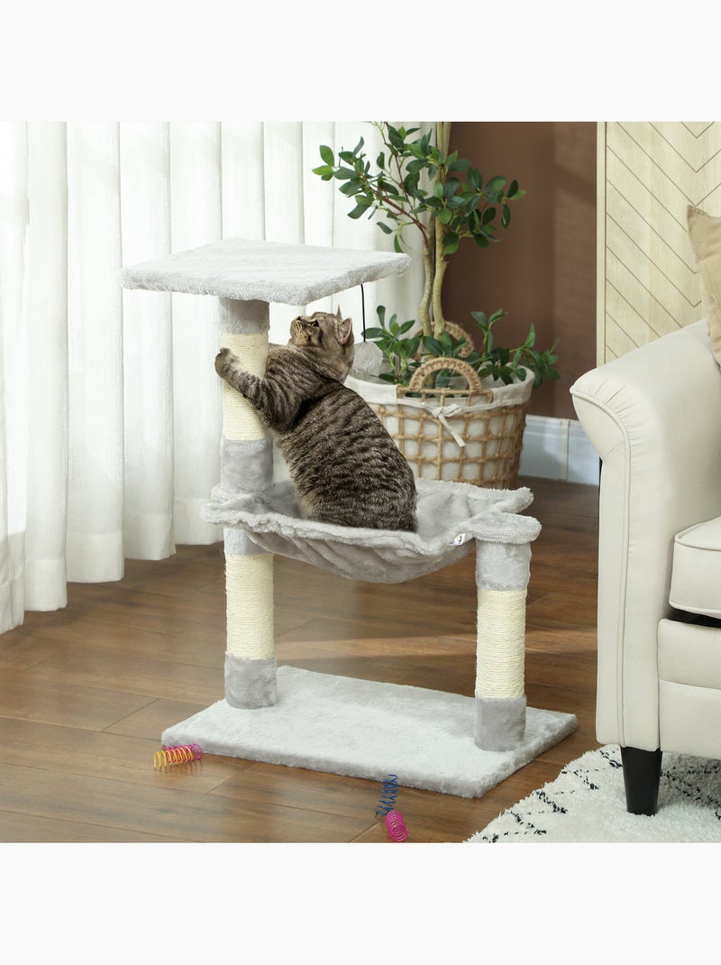 Arbre à chat 3 griffoirs, plateforme, hamac et boule suspendue Blanc Blanc - Kiabi