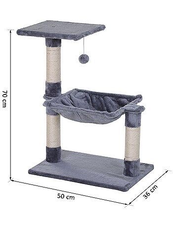 Arbre à chat 3 griffoirs, plateforme, hamac et boule suspendue