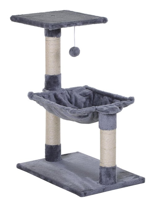 Arbre à chat 3 griffoirs, plateforme, hamac et boule suspendue - Kiabi