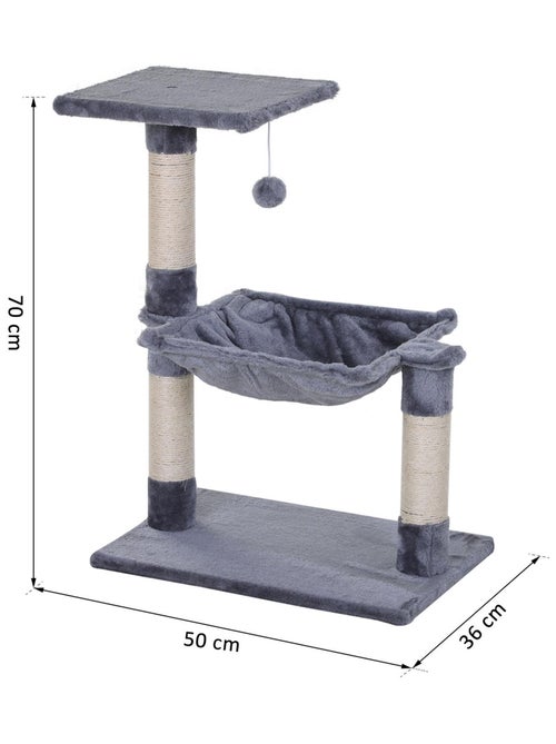 Arbre à chat 3 griffoirs, plateforme, hamac et boule suspendue - Kiabi