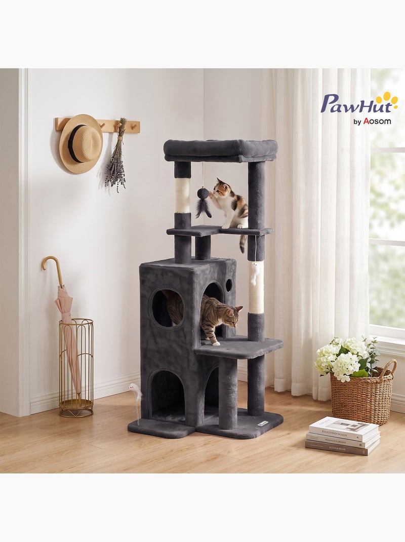 Arbre à chat 4 niv. H.132 cm multi-équipé anthracite Gris - Kiabi