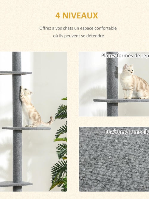 Arbre à chat 4 niveaux hauteur réglable gris clair - Kiabi