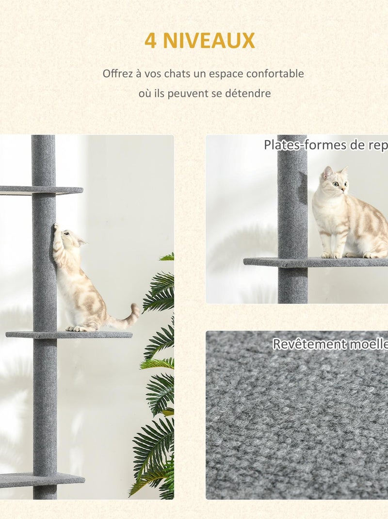 Arbre à chat 4 niveaux hauteur réglable gris clair Gris - Kiabi