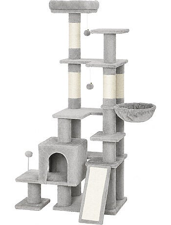 Arbre à chat 5 niv. H.152 cm multi-équipé gris