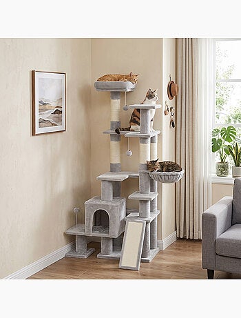 Arbre à chat 5 niv. H.152 cm multi-équipé gris
