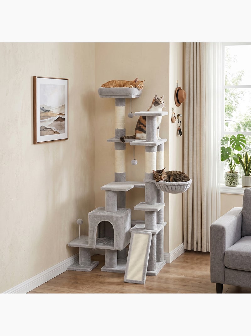 Arbre à chat 5 niv. H.152 cm multi-équipé gris Gris - Kiabi