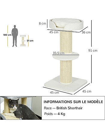 Arbre à chat avec griffoir centre d'activités 2 plateformes coussin