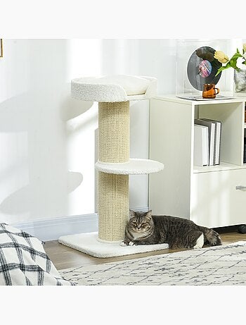 Arbre à chat avec griffoir centre d'activités 2 plateformes coussin