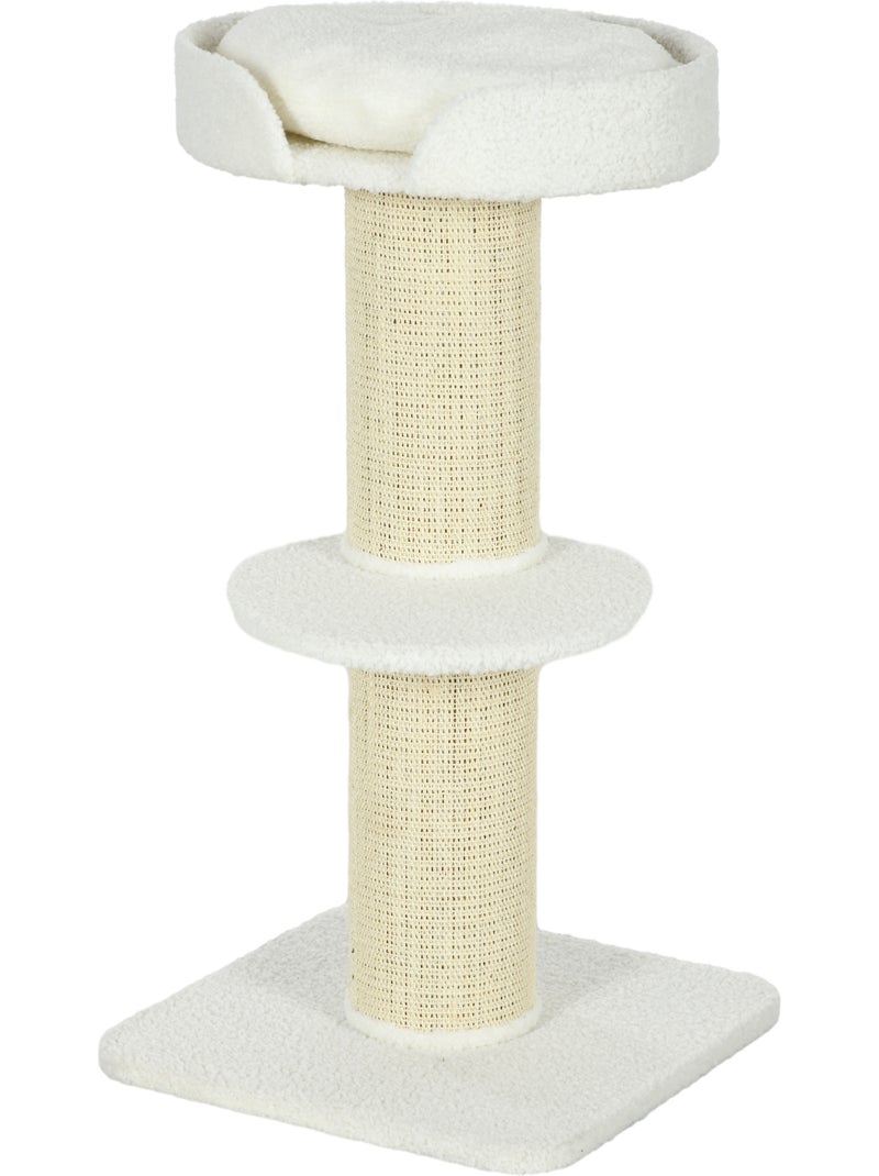 Arbre à chat avec griffoir centre d'activités 2 plateformes coussin Beige/Blanc - Kiabi