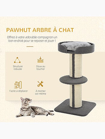 Arbre à chat avec griffoir centre d'activités 2 plateformes coussin