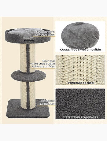 Arbre à chat avec griffoir centre d'activités 2 plateformes coussin