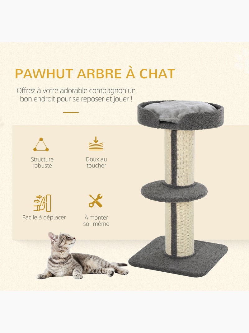 Arbre à chat avec griffoir centre d'activités 2 plateformes coussin Gris - Kiabi