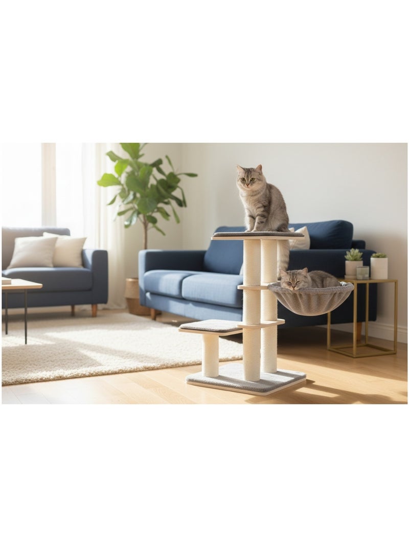 Arbre a chat avec hamacs et niche Gris clair - Kiabi