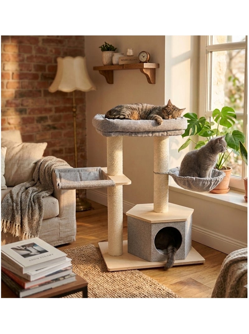 Arbre a chat avec hamacs et niche Gris clair - Kiabi