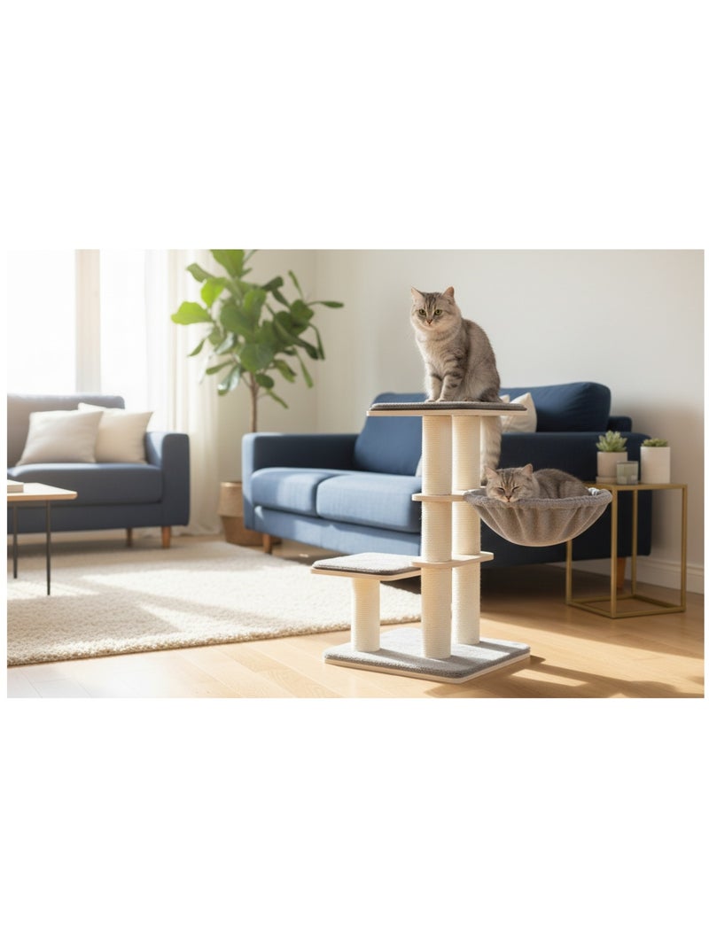 Arbre a chat avec hamacs et niche Gris - Kiabi