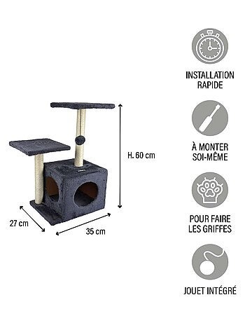 Arbre à chat avec niche et jouet TOM