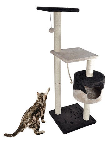 Arbre à chat avec niche et jouets