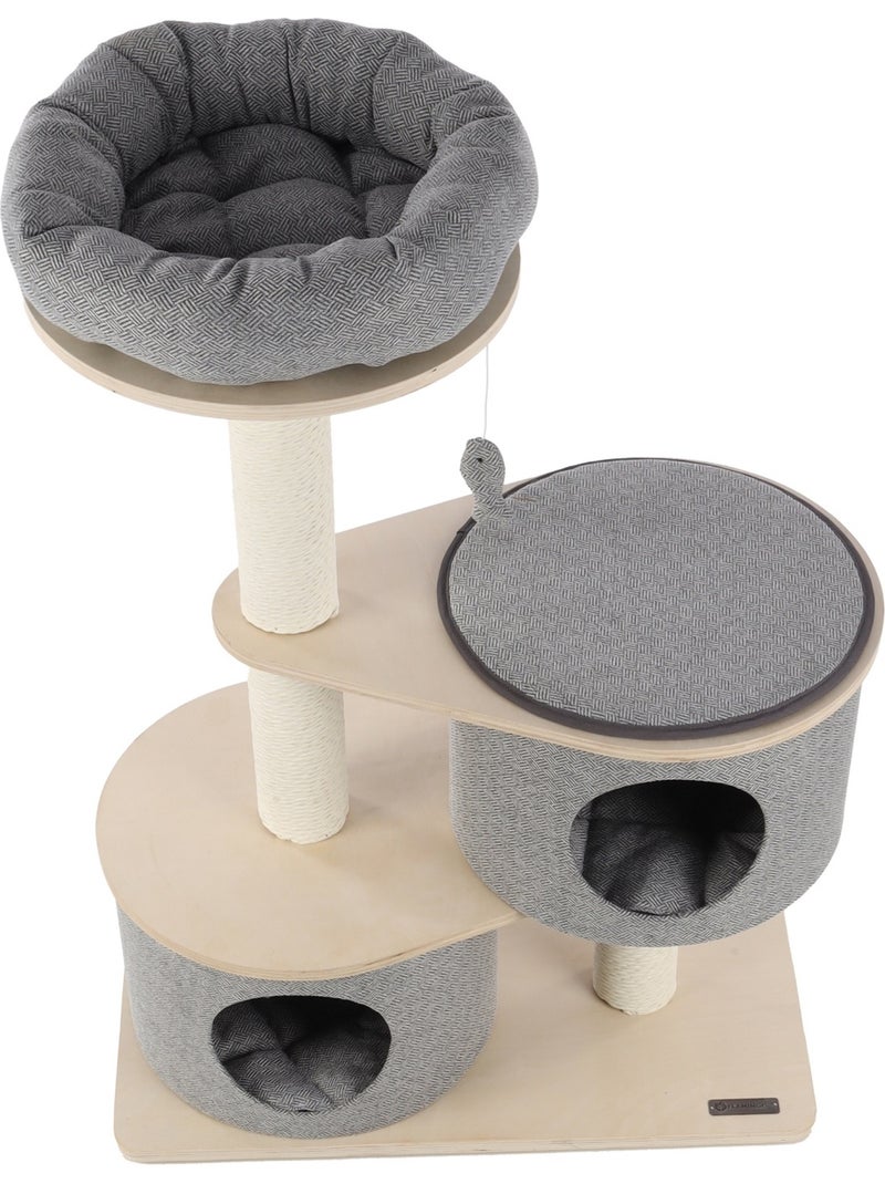 Arbre a chat avec niches et panier Gris clair - Kiabi