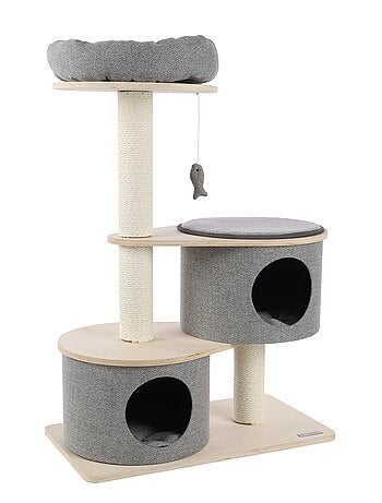 Arbre à chat avec niches et panier