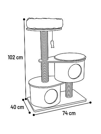 Arbre à chat avec niches et panier