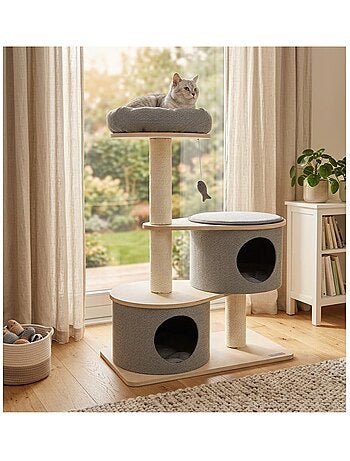 Arbre a chat avec niches et panier