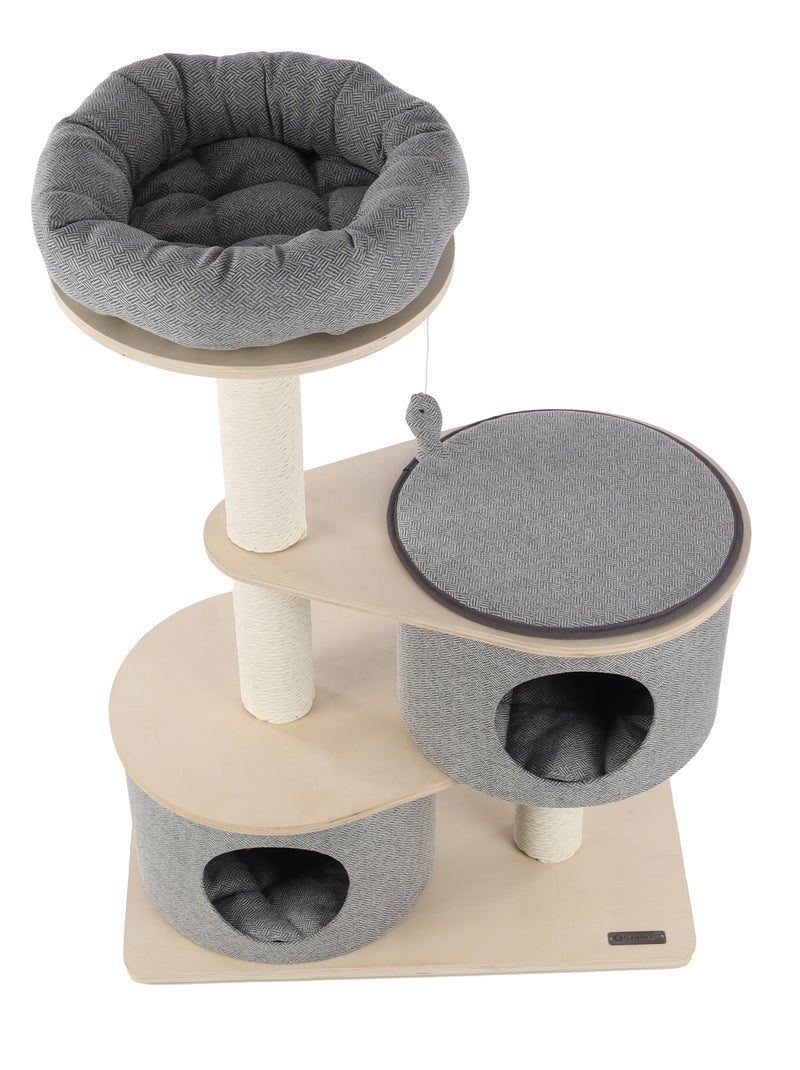 Arbre a chat avec niches et panier Gris - Kiabi