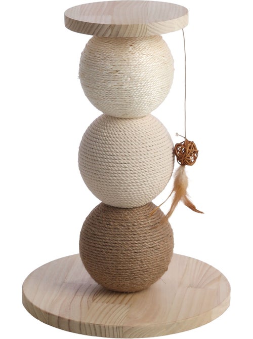Arbre a chat avec plateforme Griffoir en bois et cordes 47cm - Kiabi Arbre a chat avec plateforme Griffoir en bois et cordes 47cm - Kiabi