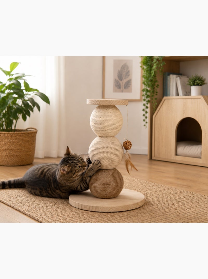 Arbre a chat avec plateforme Griffoir en bois et cordes 47cm Marron - Kiabi